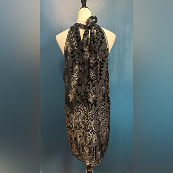 LOST+WANDER Merci Velvet Embossed Halter Sleeveless Mini Dress NWT Size Medium - Picture 6 of 11